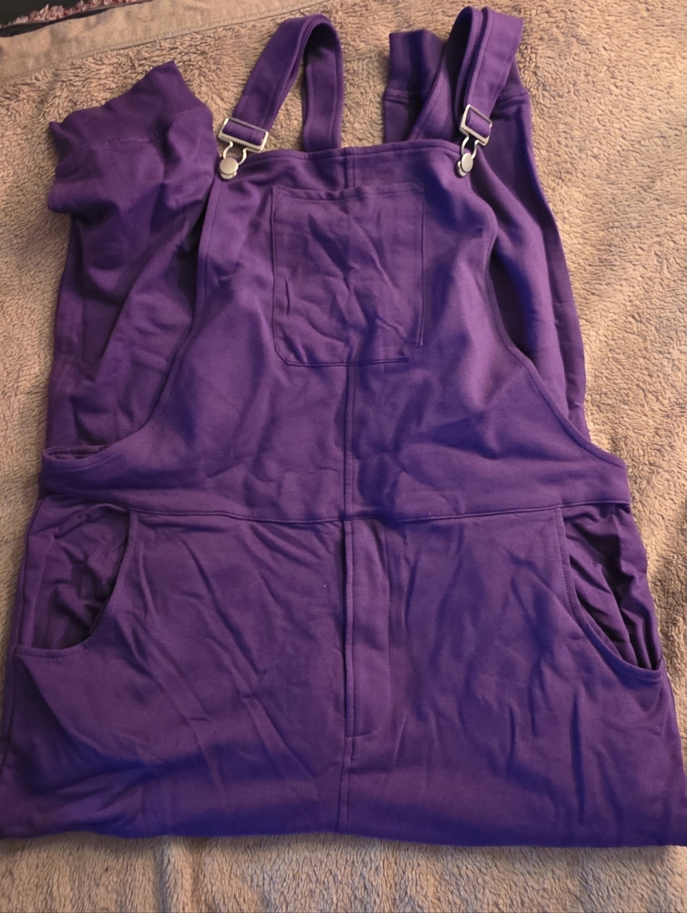 Purple Women's Cotton-Blend Overall Romper with Adjustable Straps